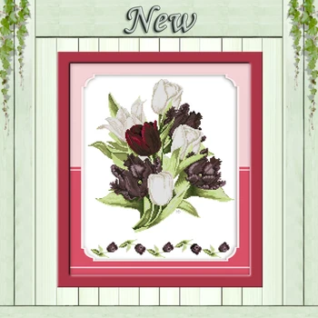 

Purple tulip (2) flower paintings 11CT patterns printed on canvas DMC 14CT chinese Cross Stitch Needlework Sets Embroidery kits