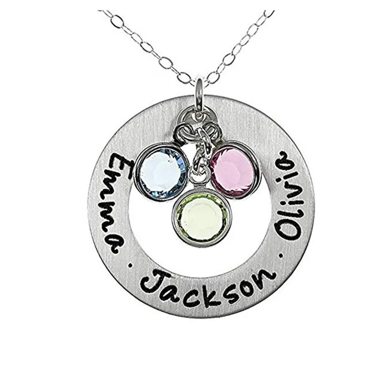 

Custom necklace 925 sliver Pendant Necklace jewelry Custom engraved Name&Birthstone for Mother's Day Dropshipping #EW30