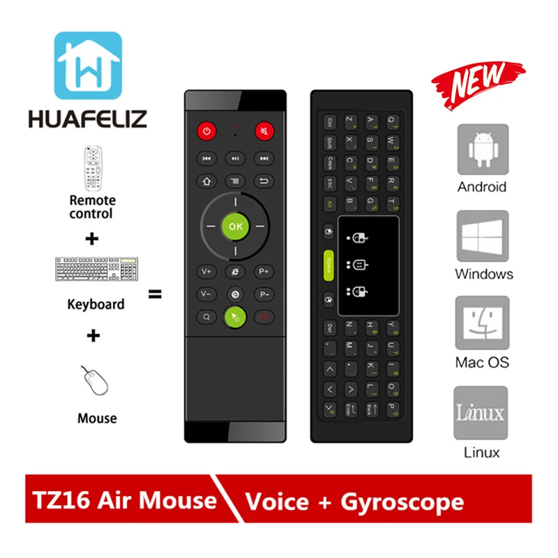 

TZ16 2.4GHz Air Mouse Wireless Keyboard Touchpad Handheld Remote Control Gyroscope LED Backlight For Android TV Box PC PK G20