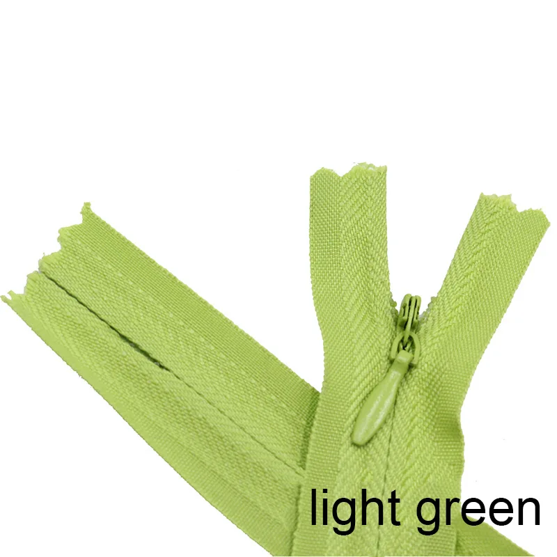 10 шт 3#15 см-28 см; большие размеры 35-40 см, 45 см 50 см 55 60 невидимых застежек-молний нейлона катушка молнии по индивидуальному заказу для ручной швейной ткани аксессуары - Цвет: light green