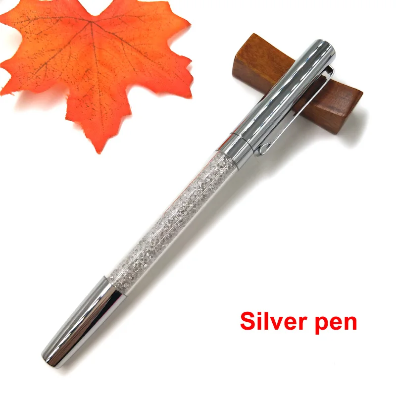 Yushun 6 цветов, свободный выбор, алмазная металлическая шариковая ручка, Кристальные шариковые ручки для детей, Подарочная коробка, канцелярские принадлежности для офиса и школы - Цвет: Only Silver pen