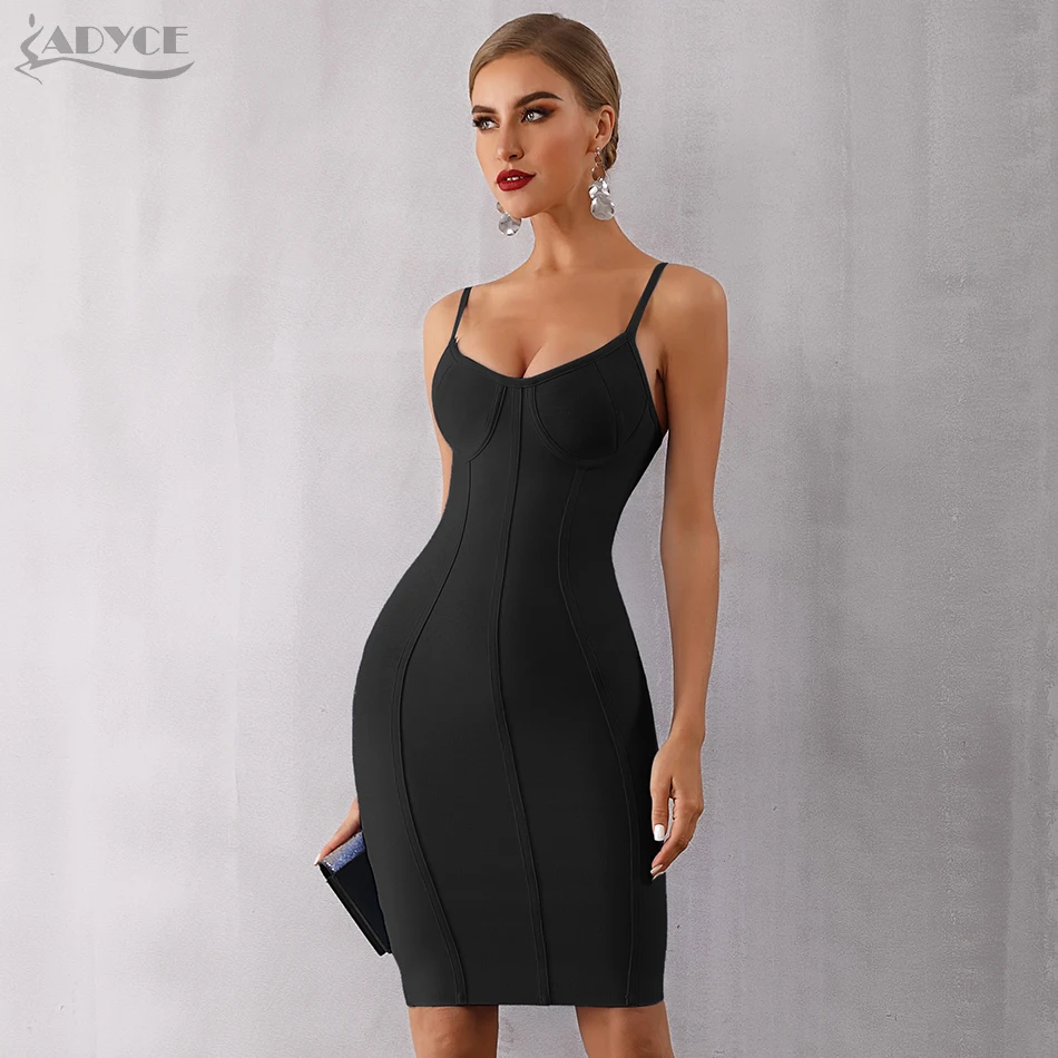 Adyce 2019 New Summer Bodycon Bandage Dress Women Sexy Blue Spaghetti Strap Vestido Strapless Midi Celebrity Evening Party Dress