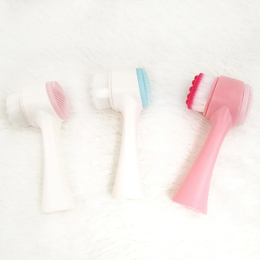 

Manual Cleansing Brush Soft Hair Silicone Double-sided Wash Brush Remover Blackhead Deep Clean Pores Makeup Tools 3 Colors