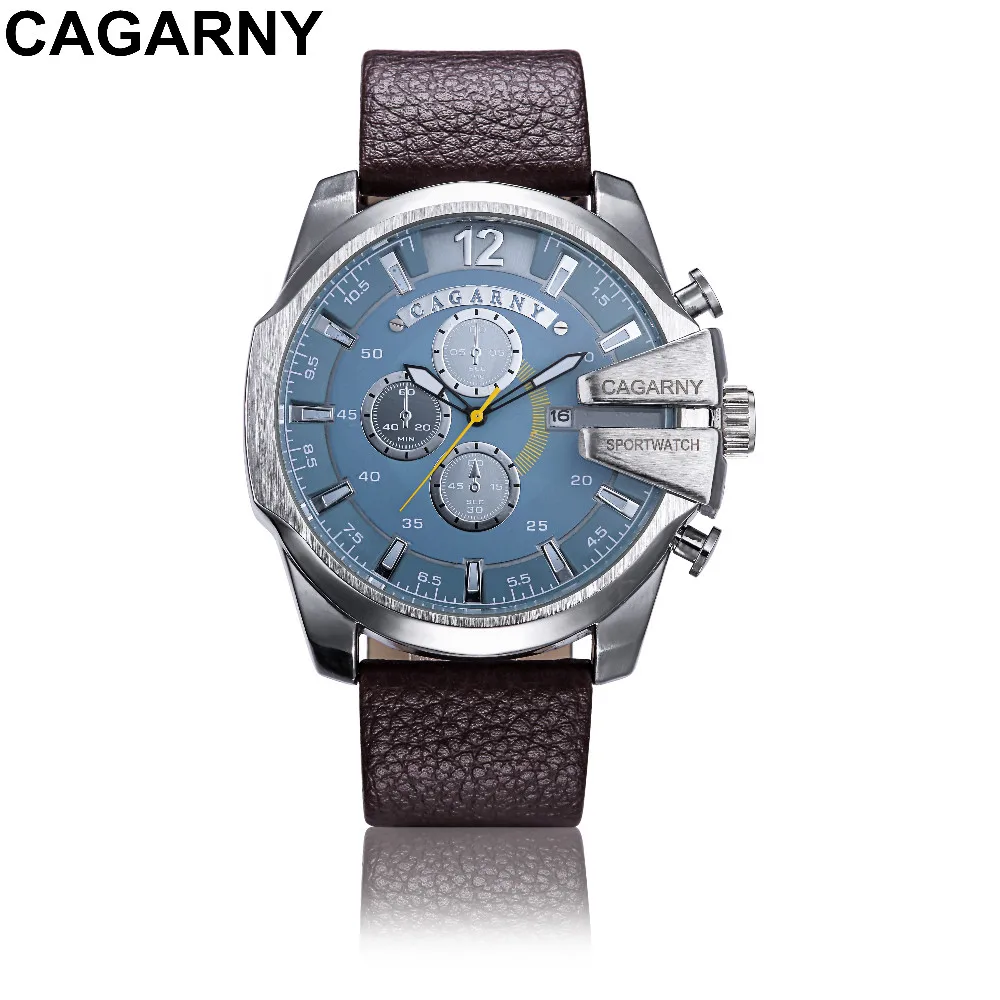 Reloj Hombre Роскошные Брендовые мужские часы CAGARNY с кожаным ремешком кварцевые часы военные спортивные мужские часы Relogio Masculino