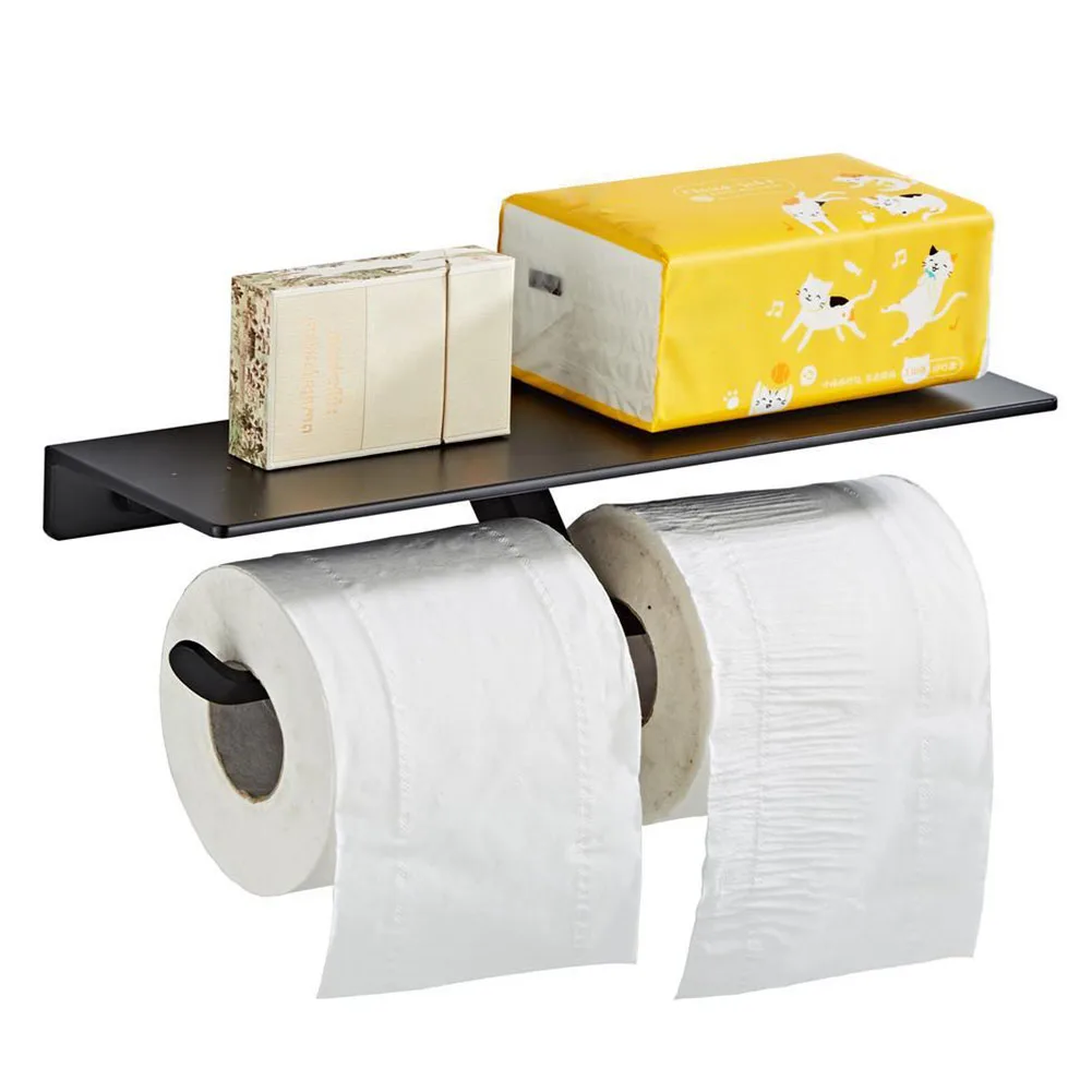 

Toilet Paper Holder New Paper Rack Toilet Tissue Holder Double Roll Paper Bracket Wall Mounted Space Saving Hot Sale