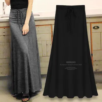 

Modell Skirt 2019 New Woman's Big Pendulum High Waist Long Skirt Ladies Casual Literary Style All-match Basic Skirts