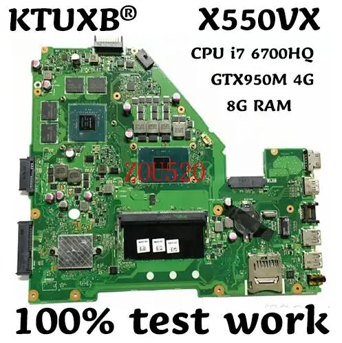 KTUXB X550VX REV 2,0 для ASUS K550VX X550VX X550VC X550V X550 ноутбук материнская плата Процессор i7 6700HQ GTX950M Оперативная память 8G испытание работа