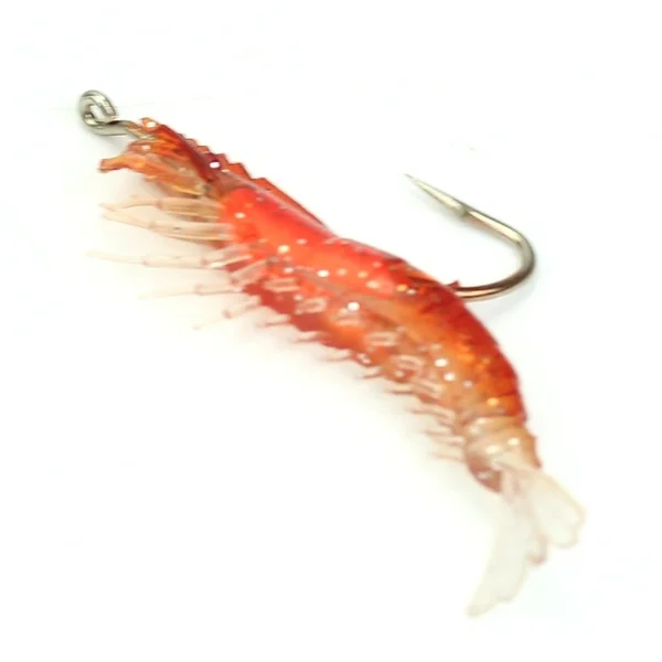 5Pcs Red Fish Bait Soft Silicone Prawn Shrimp Fishing Lure With Hookin