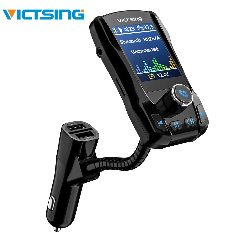 VicTsing FM передатчик беспроводная Bluetooth гарнитура Хэндс фри, 1,8 ЖК-экран 5V 2.1A 3 порта USB зарядное устройство Bluetooth радио передатчик адаптер