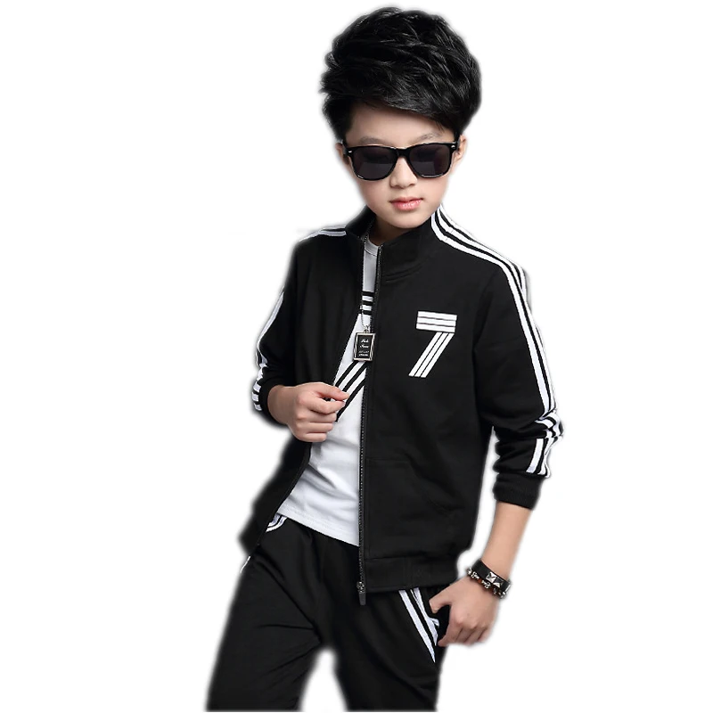 

children clothing sets 2018 spring kids boys tracksuits letter seven printed boys clothes sets tennager boys sportswear 5-13T