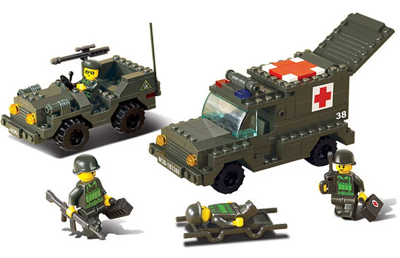 

Sluban 6000 SUV Hummer Jeep Military Series Toy Army AmbulancesPlastic Blocks Kids Gifts Friend Figures Compatible With Legoe