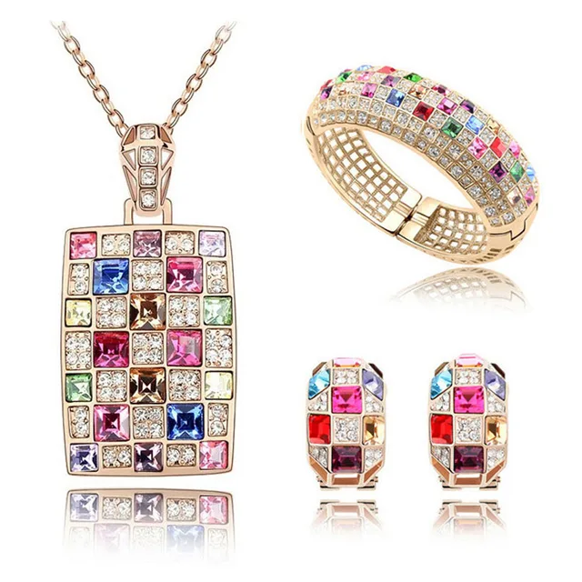 austrian crystal  gold-color The queen fine jewelry african costume bridal jewelry sets gold