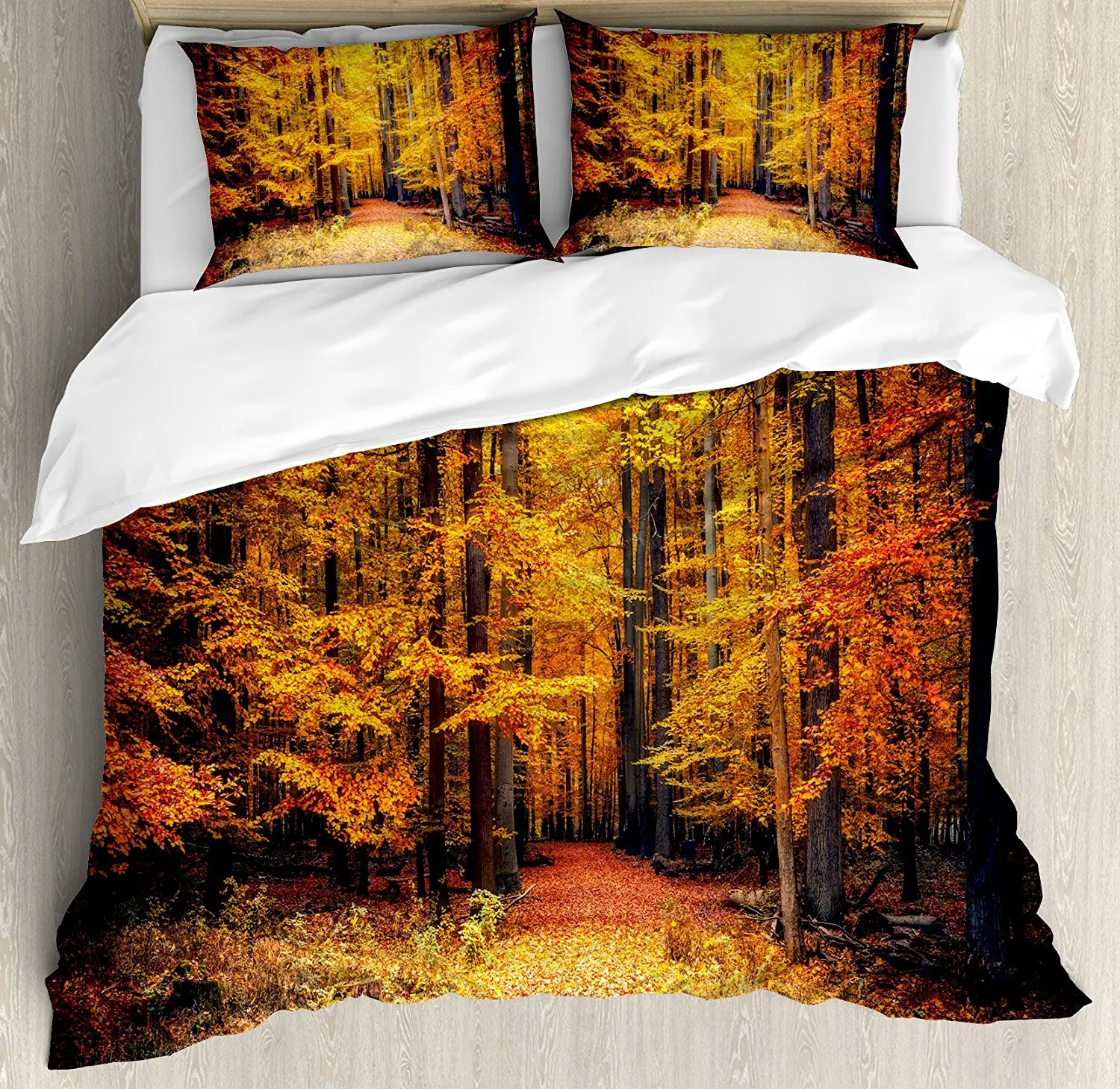 Buy Forest Duvet Cover Set Magical Fall Photo in National Park with Vivid Leaf
