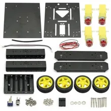 DIY KIT 4WD Chassis Aluminum Mobile Robot Platform For Robot Arduino Raspberry Pi *Black*