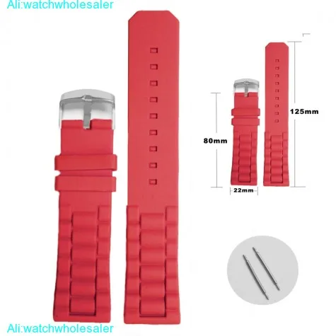 22mm Love Red Color Silicone Jelly Rubber Ladies Watch Band Straps WB1052J22JB