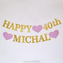 Пользовательские блеск баннер для 40th день рождения, счастливый 40 на день рождения баннер, пользовательские возраст баннер