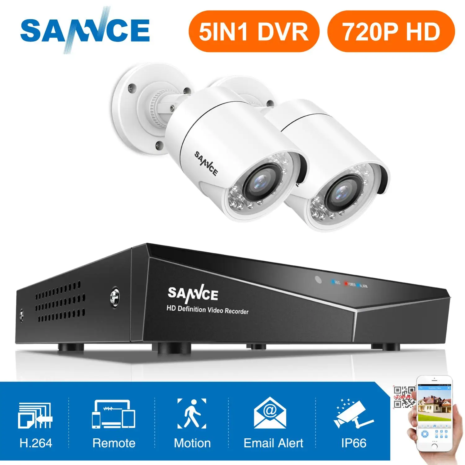 Система видеонаблюдения SANNCE 4CH 720P 1080N HDMI DVR 1500TVL 1.0мп система камер домашней