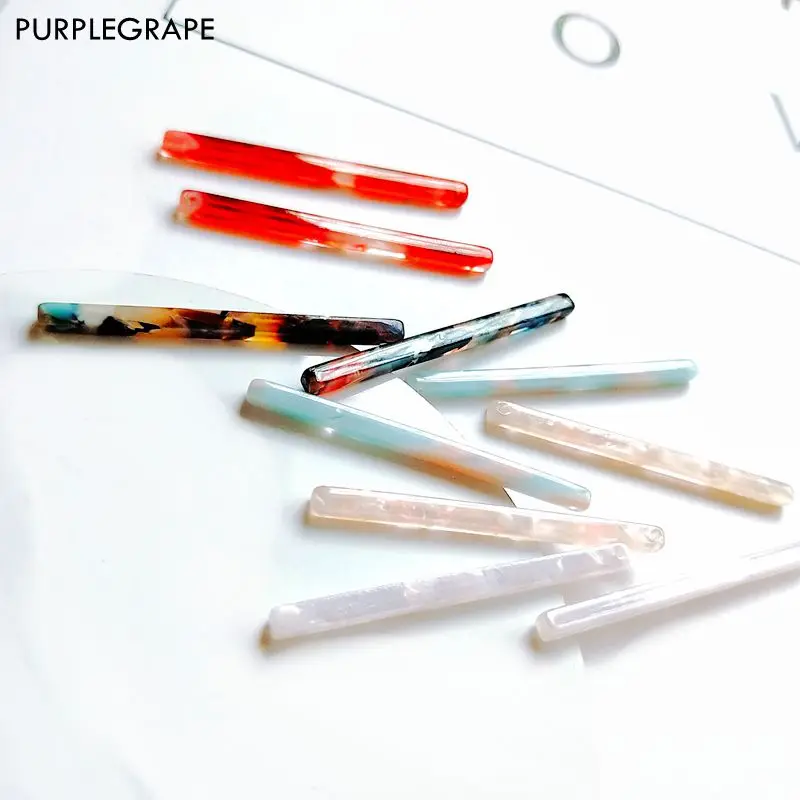 

PURPLEGRAPE Simple Japanese and Korean fashion acrylic long thin rods marble pendant earrings accessories DIY material 8 Pack