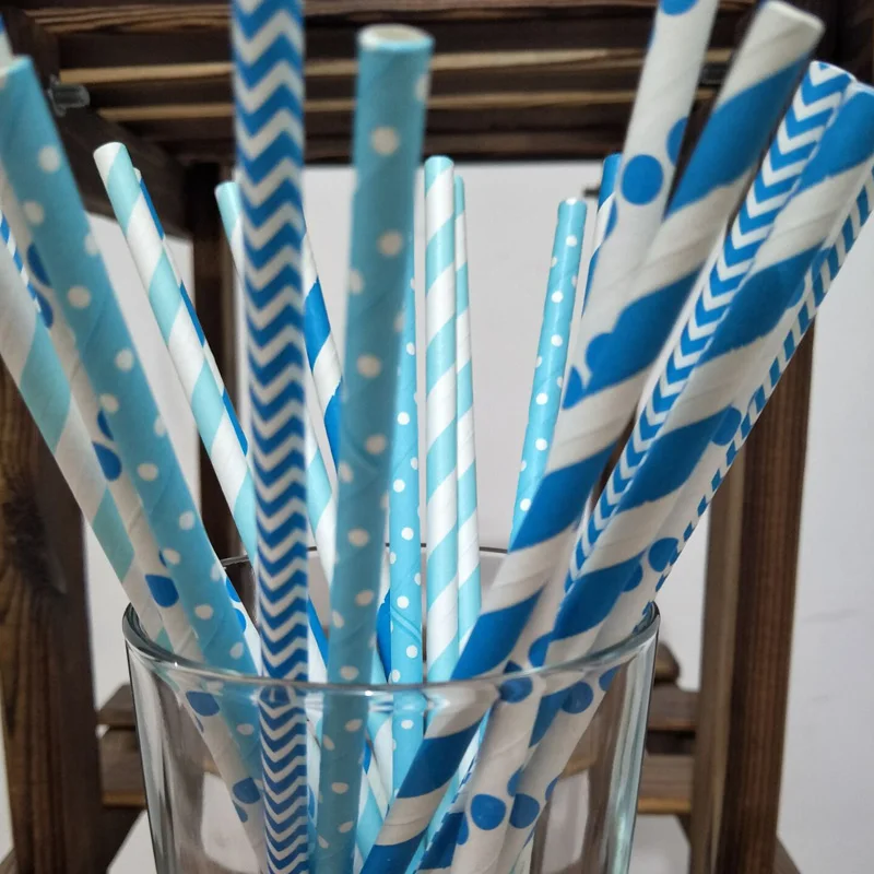 25 шт./лот Blue Stripe Dot звезда Смешанная на день рождения Свадебная вечеринка