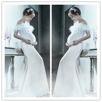

New Pregnant Dress Maternity Dresses For Photo Shoot Shoulderless Robe Maternite Shooting Maternity Clothes 6MDS021