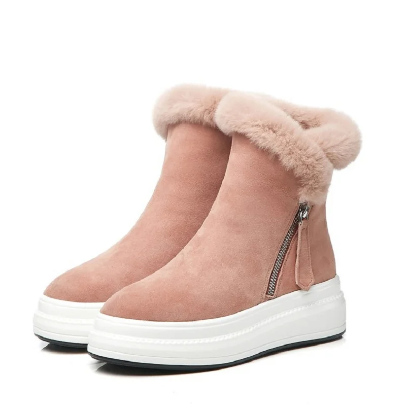 

2019 winter new round head thick snow boots cranberry bottom boots women's scrub warm boots pink 0307