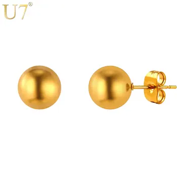 

U7 New Gold Color Ball Earrings For Women Jewelry Trendy Stainless Steel 3 Pair Stud Earrings Set Wholesale E777