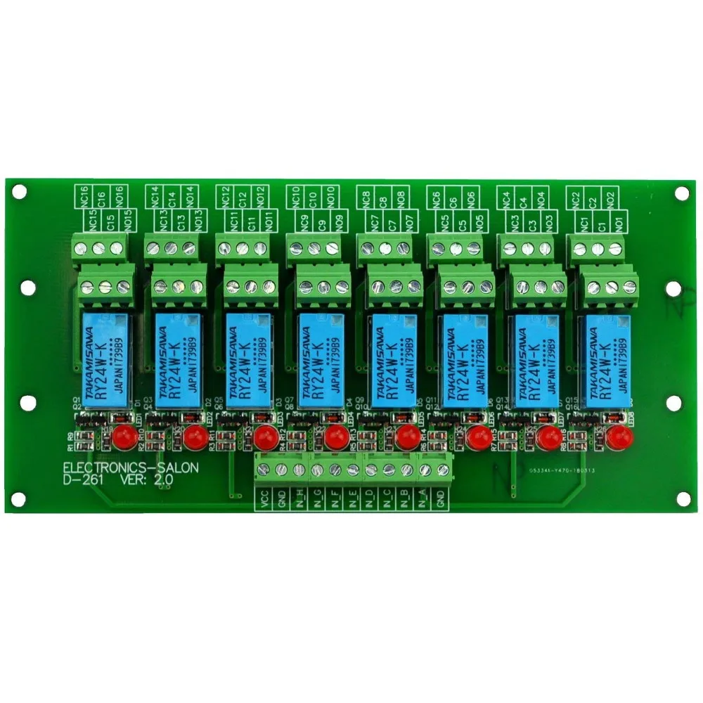 

Electronics-Salon 8 Channel DPDT Signal Relay Module Board (Operating Voltage: DC 24V)