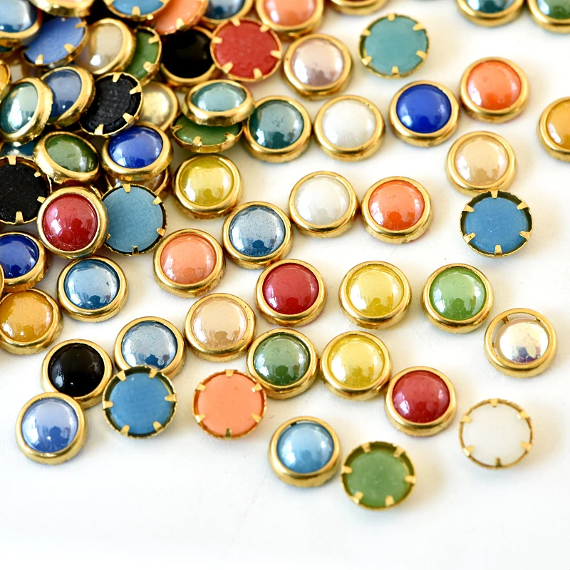 Set of 16 Hot Fix Cabochons Lots of Colors 4mm ceramic studs hotfix