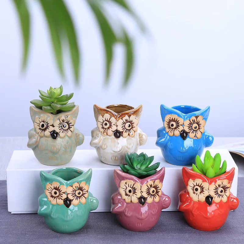WHISM Cute Flowerpot Decoration Ceramic Owl Flower Pot Succulent Plants Pot Fleshy Planters Small Pottery Vase Garden Planter
WHISM Cute Flowerpot Decoration Ceramic Owl Flower Pot Succulent Plants Pot Fleshy Planters Small Pottery Vase Garden Planter