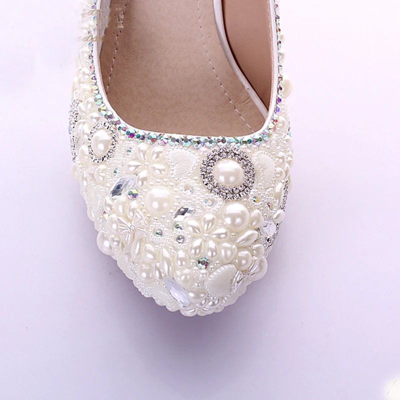 Красивые женские свадебные туфли стразы на высоком каблуке 10 см великолепное