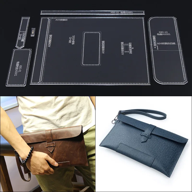 1 Set DIY Men&#39;s Clutch Bag Acrylic Template Leather Craft Sewing Pattern Accessories-in ...