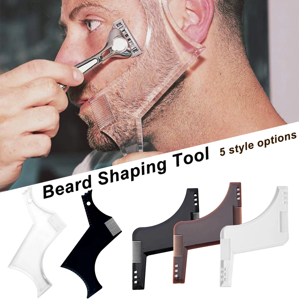 

1PC Beard Styling Comb for Men Beards Transparent Black Trimmer Template Stencil All-In-One Hair Tools