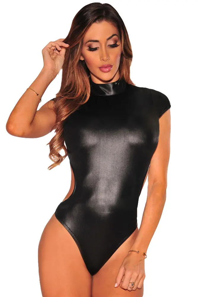 Black-Sexy-Cutout-Mock-Neck-Bodysuit-LC32067-2-1