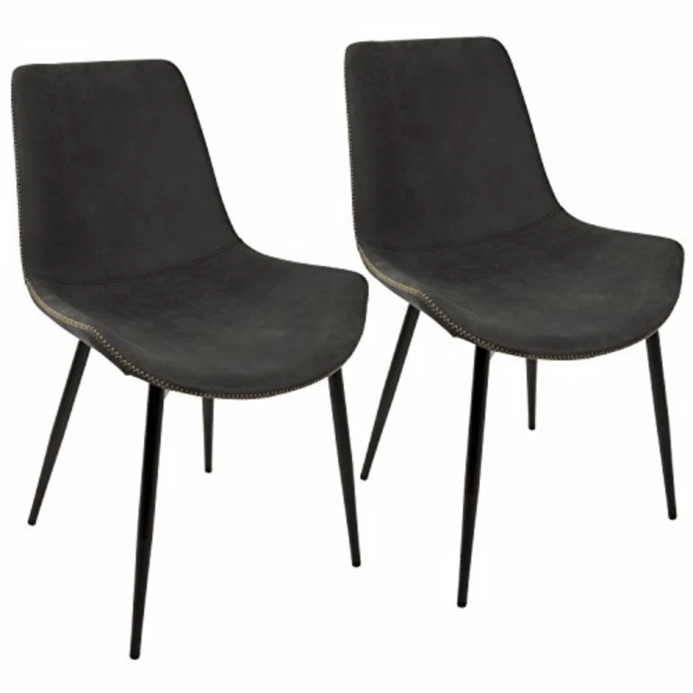 Duke Industrial Dining Chair in Black and Grey by LumiSource-Set of 2