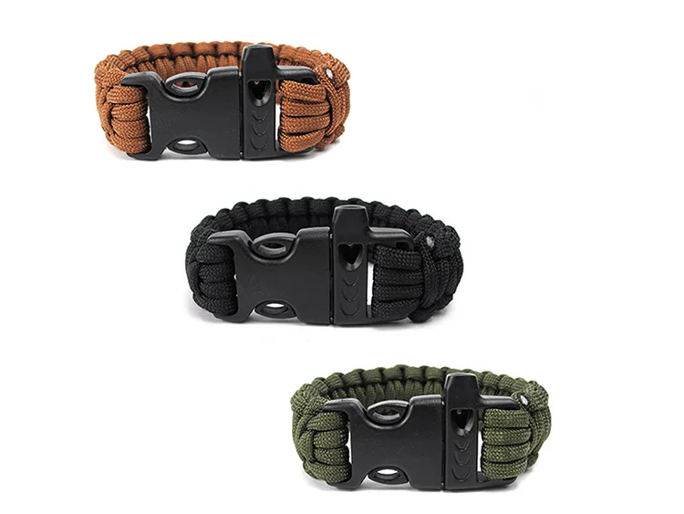 Paracord سبعة النواة مظلة حبل النسيج صفارة إنقاذ الهروب الطوارئ مظلة حبل أساور المنقذة للحياة سوار