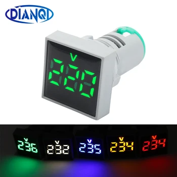 

22mm AC60-500V LED digital square Voltmeter voltage meter indicator pilot light Red Yellow Green Blue White