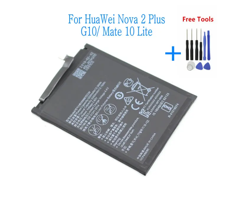 1x3340 мАч 3 82 в HB356687ECW Аккумулятор для Huawei Nova 2 Plus Nova2 2I Mate 10 Lite G10 7X BAC AL00 Honor 9I +