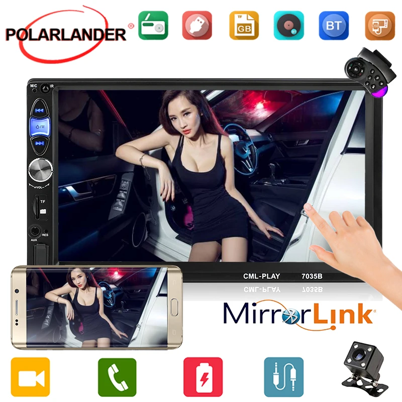 Для Android Mirror Link polarlander Autoradio 7 ''Bluetooth MP5 плеер сенсорный экран 2din автомобильное