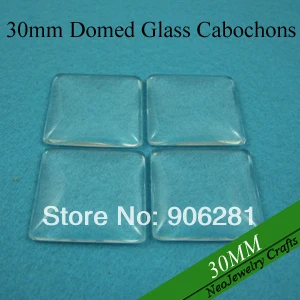 

50 pcs - 30mm Square Domed Glass Cabochons, 30mm Square Glass Cabs, Clear 30mm Glass Square