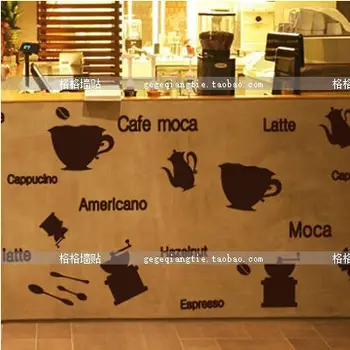 

Coffee Stickers "Retro Cafe restaurant dessert glass window background decorative wall stickers