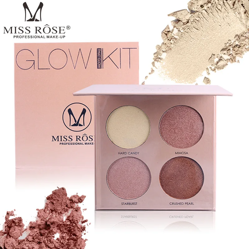 

Miss Rose 4 Colors Brighten Base Makeup Glow Kit Palette Highlighter Makeup Illuminator