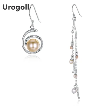 

Fine Jewelry Genuine 925 Sterling Silver Dangle Earrings the Circle With Pearl Ball Earrings For Women Silver 925 Jewelry Gifts