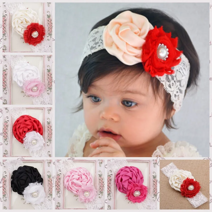 24 Pcs Mat Coton Satin Et Minable Fleurs Avec Grosse Perle Top Petites Filles Bandeaux Enfants Large Dentelle Bandeau Bebe Chapeaux Aliexpress