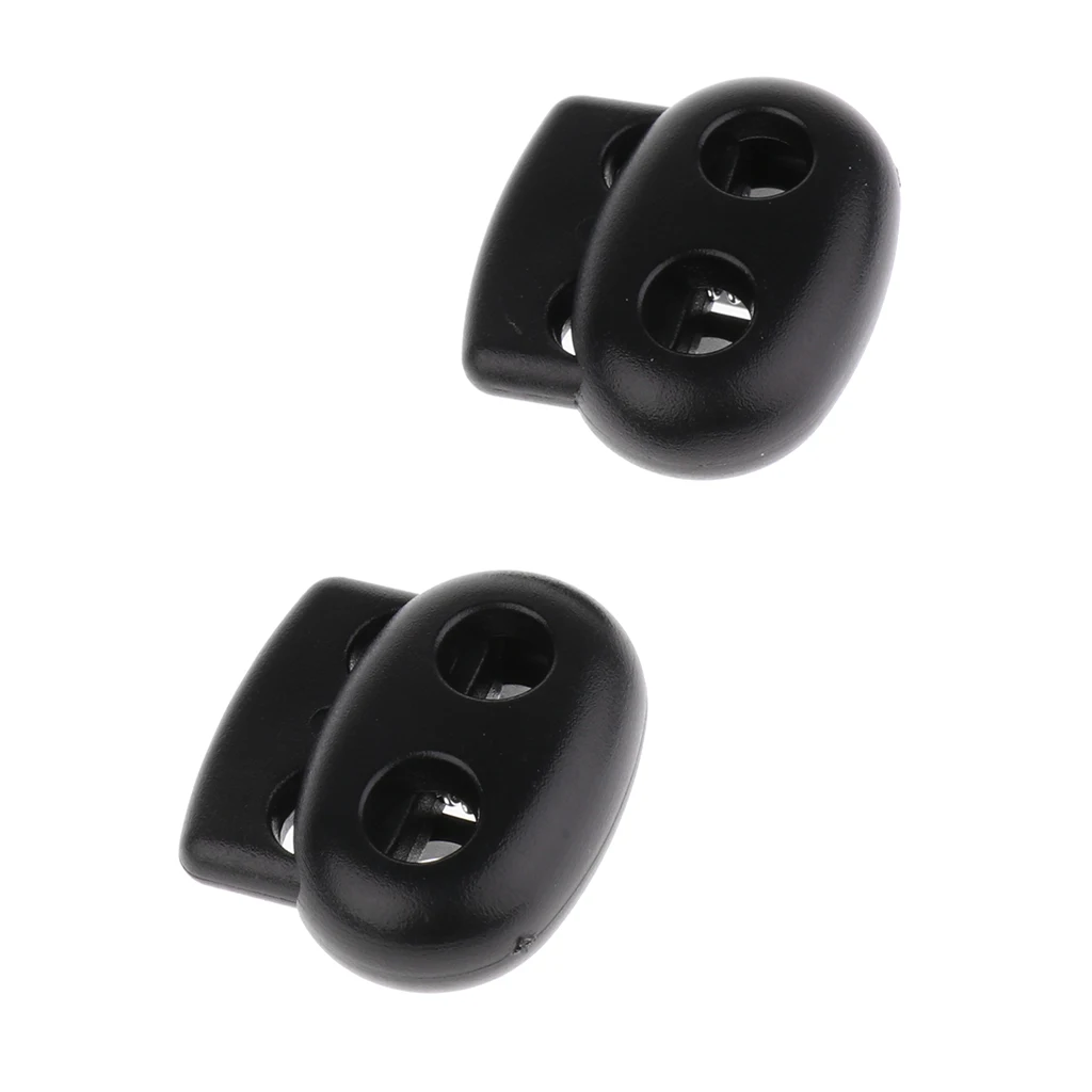 2 Pairs Black Double Cord Stops Sliding Shoelaces Lock Replacements for Triathlon Trainer Running Hiking Jogging Clip 2 Pairs Black Double Cord Stops Sliding Shoelaces Lock Replacements for Triathlon Trainer Running Hiking Jogging Clip