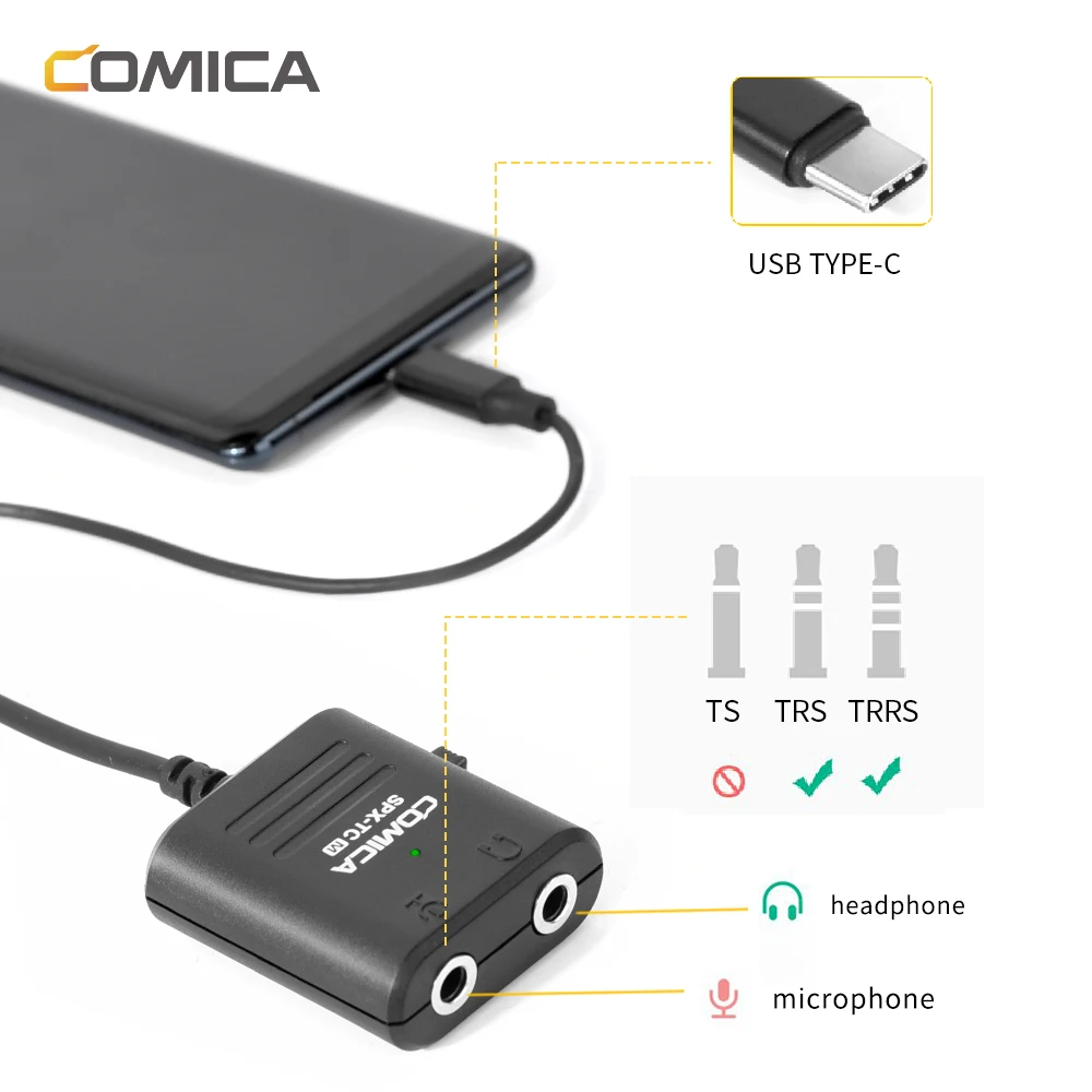 Comica SPX-TC Многофункциональный 3,5 мм TRS& TRRS к USB TYPE-C аудио кабель адаптер для смартфонов huawei/samsung/htc