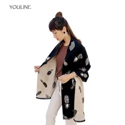 YOULINE зимняя Для женщин кашемировый шарф с принтом в виде ананаса шарфы в стиле "оверсайз" двусторонний Многофункциональный Платки-шали S17562