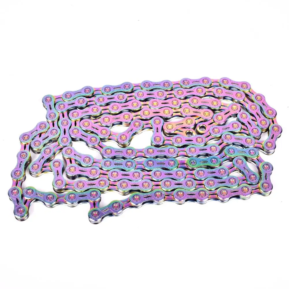 Discount SUMC 9 10 11 12 speed Bicycle Rainbow Chain Colorful MTB Mountain Road Bike Shifting Chain With Missinglink For Shimano Sram 11