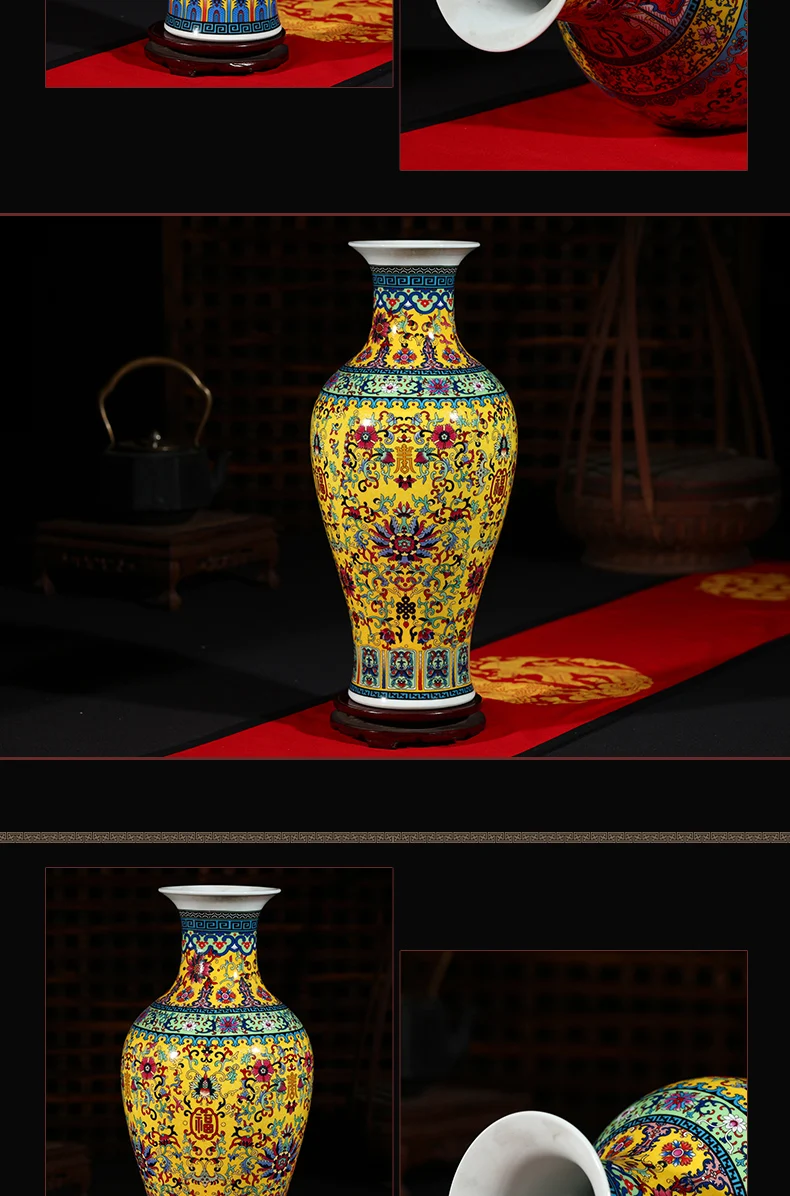 Роскошный античный фарфор Jingdezhen эмалированная Рыба хвост форма ваза классическое украшение большая китайская ваза древние дворцовые вазы
