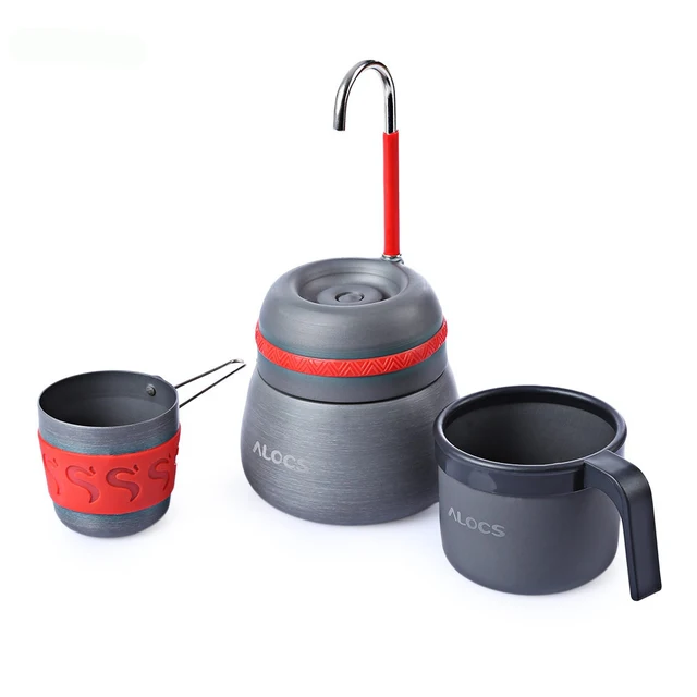 350ml outdoor camping tableware picnic coffee pot with cups can be used to burn the stove aluminum alloy coffee machine cocoa 1