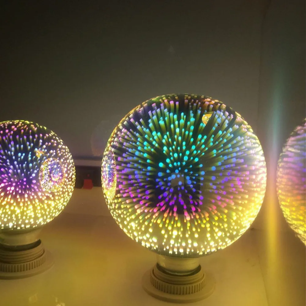 LED E27 G95 3D фейерверк Эдисон лампа 5 Вт 110 В 220 новинка RGB звезда снежинка лампада